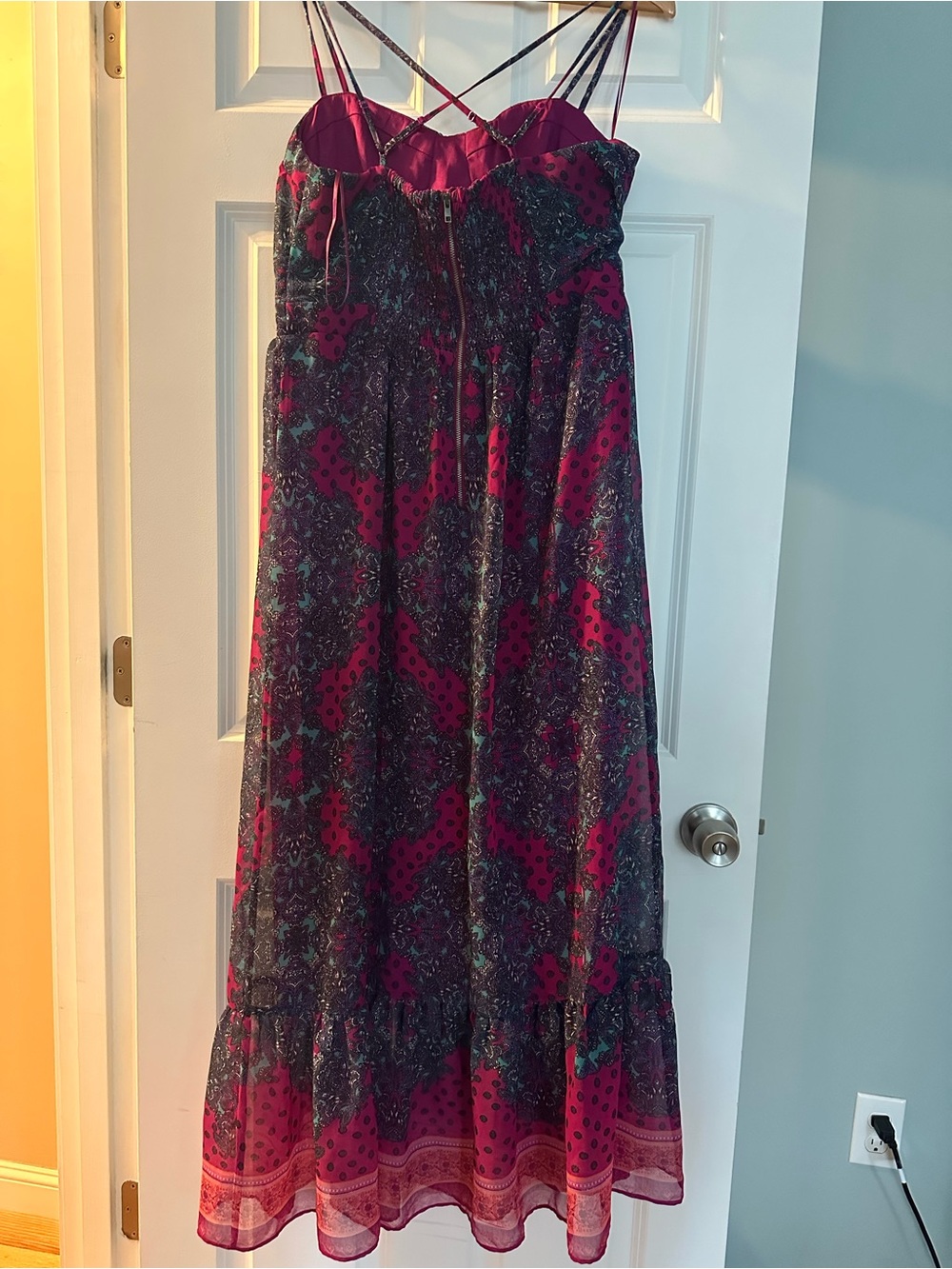 American Eagle Outfitters Pink and Navy Paisley Maxi Dress - Picture 2 of 5